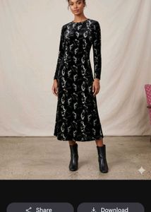 Velvet Print Midi Dress