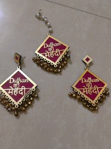 Dulhan Ki Mehndi Maangtika &amp; Earrings Set