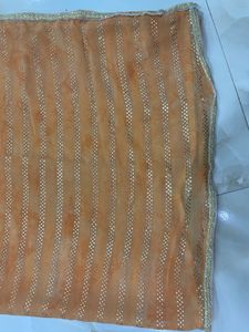 Orange Printed Dress Material
