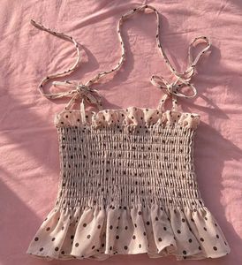 Chic Polka Dot Smocked Crop Top