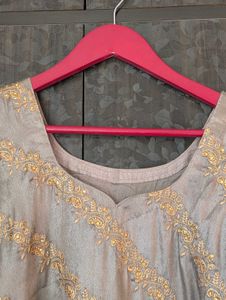 Elegant Grey Embroidered Kurta Set