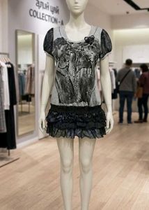 (1400)Women's Graphic Print Tunic Top