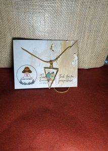 Unique Resin Fruit Slice Triangle Pendant Necklace