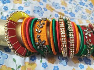 🌈Vibrant Silk Thread Bangle Set