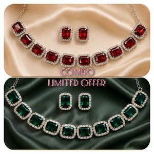 Stunning Red & Green Stone Jewellery Set