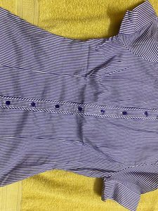Women's Blue &amp; White Striped Button-Up Shirt