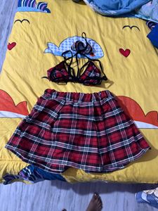Red Plaid Lingerie Set