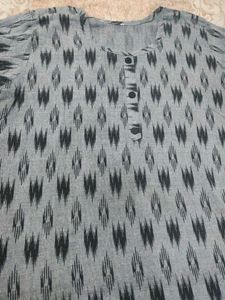 Grey Ikat Print Kurta