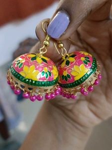 Vibrant Enamel Jhumka Earrings