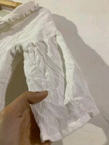 White Off Shoulder Flared Frock