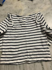 Striped Ruffle Sleeve Top