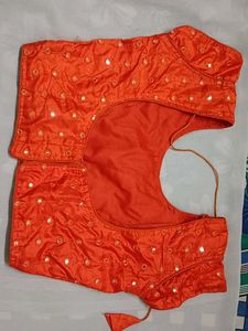 Orange Mirror Work Blouse