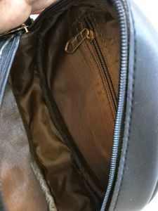 Chic Black Round Bag with White Embroidery