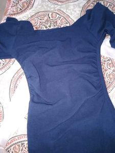 Elegant Navy Dress with Bow Detail