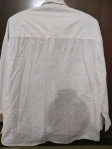 White Studded Pocket oversized Shirt