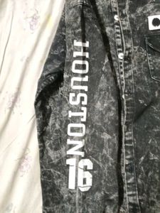 Distressed Black Denim Shirt