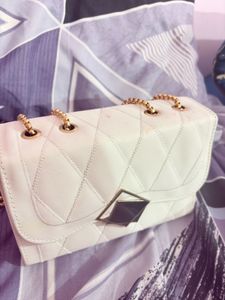 Stylish White Quilted Crossbody Bag