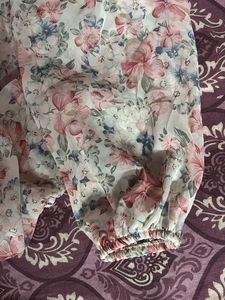 Sheer Floral Puff Sleeve Top
