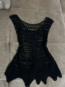 Black Crochet Sleeveless Top
