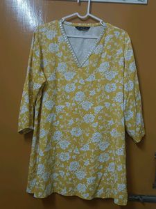 Yellow Floral Print Kurta
