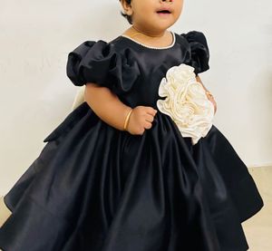 Elegant Black Puff Sleeve Dress