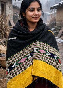 Handwoven Black & Yellow Shawl