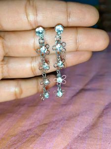 Dangle Flower Earrings with Crystals