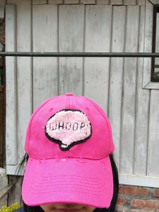 Pink Baseball Cap with "WHOOP" Graphic