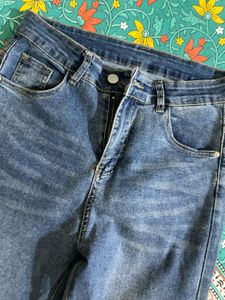 Blue Denim Straight Leg Jeans