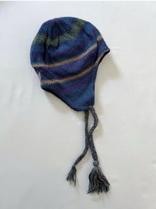 Striped Knit Beanie with Tassels