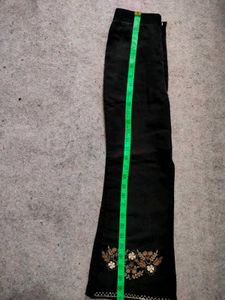 Embroidered Black Wide Leg Pants for girls