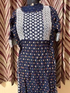 Navy Blue Embroidered Kurta