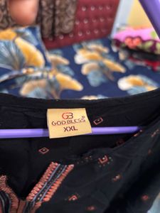 Black Kurta with Orange Embroidery