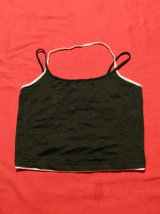 Black &amp; White Spaghetti Strap Crop Top