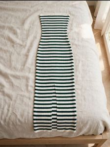 Striped Strapless Maxi Dress