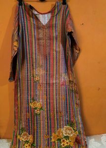 SEMI - WOOLEN MULTI-COLOURED KURTA SET