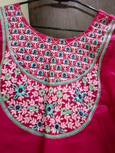 Beautifully Embroidered Pink Kurta