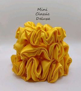 Set Of 3 L,M,S Yellow Satin Scrunchie Hair Tie