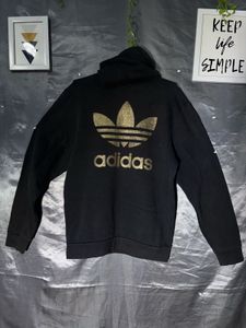 Adidas Black Hoodie with Gold Logo