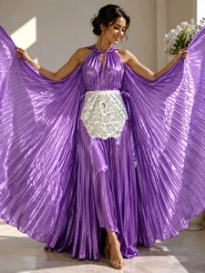 Exquisite Lavender Halter Cape Dress
