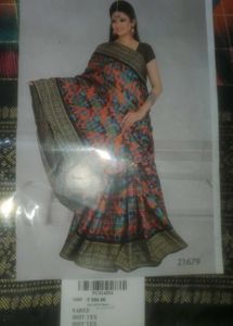 Vibrant Geometric Print Silk Saree