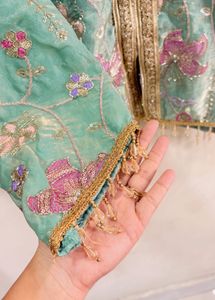 Embroidered Silk Short kurti with plazzo