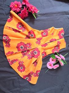 Orange Floral Flare Dress