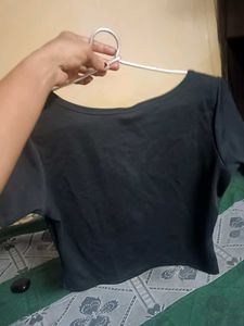 Black Henley Button-Up Top