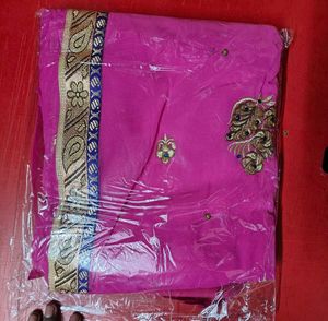 Ladies Pink Saree with Petticoat – New Unused