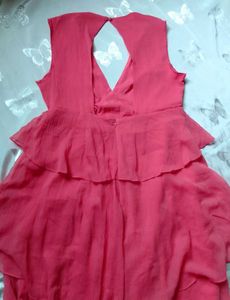 Coral Ruffle Tiered V-Neck Dress