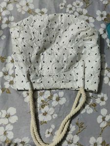 White Textured Handbag