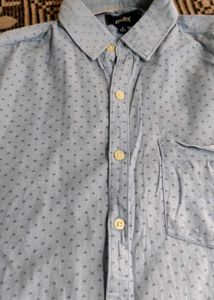 Men's Light Blue Printed Button-Down Shirt