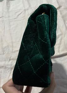 Emerald Green Velvet Shoulder Bag