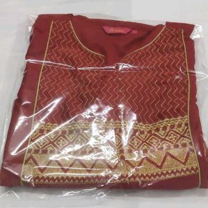Red Embroidered Kurta